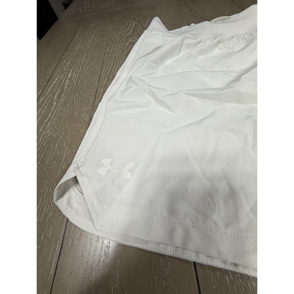 Under Armour Speedpocket Shorts Mens XL White 5" Athletic Running Gym Training - Picture 2 of 12